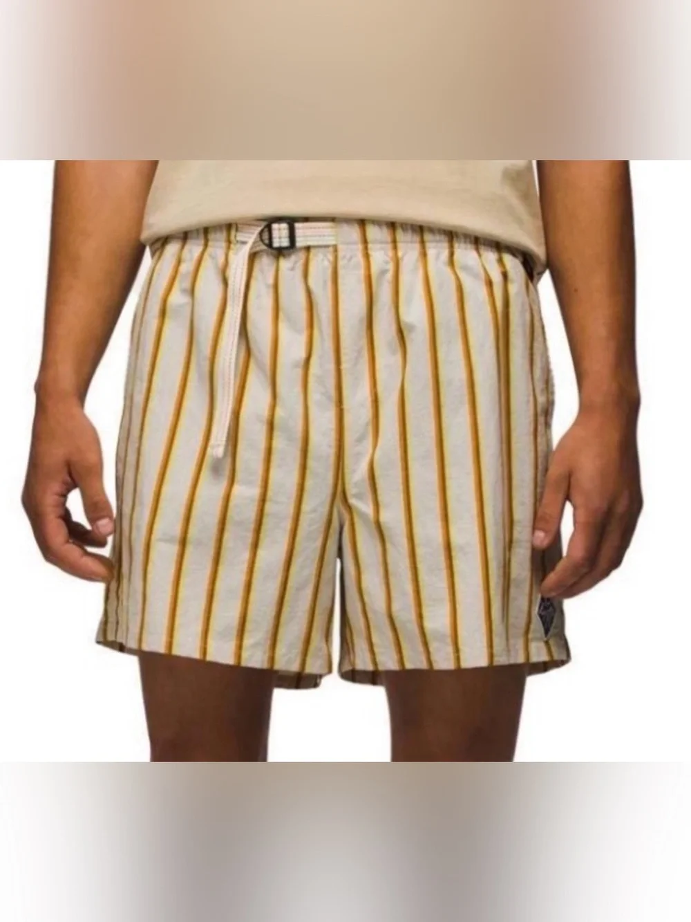 NWT prAna Indio Heritage Shorts Yarrow Stripe Relaxed Fit Elastic Waist Size M